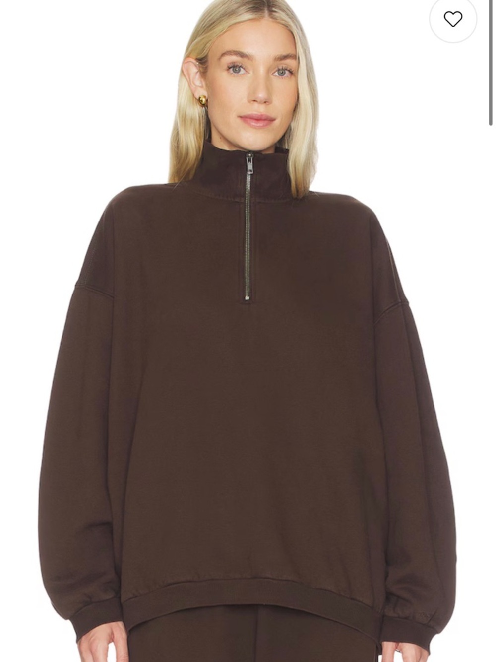 SKIMS Boyfriend Fleece Slouchy Half-Zip Pullover in Espresso